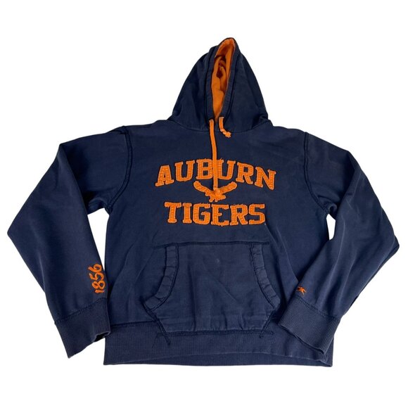 Auburn University Tigers Sweatshirt Men's M Blue Orange Distressed Embroidered - Picture 1 of 15